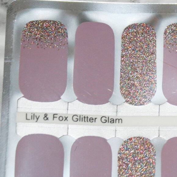 3 For 15 - LILY & FOX - GLITTER GLAM Nail Stickers Wraps Strips Lavender Sparkle - Picture 3 of 10